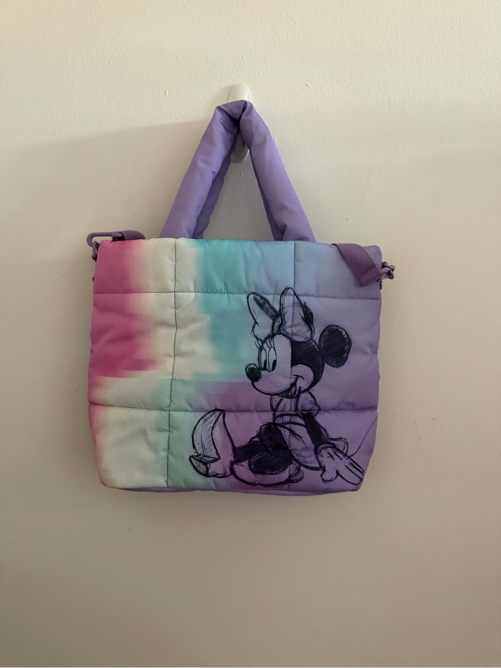 Disney Primark Purple Pink Blue Minnie Mouse Quilted Tote Bag